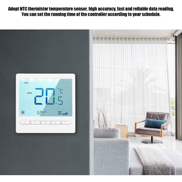Programmerbar termostat, høy presisjon stor LCD-skjerm termostat, for stue, soverom, spisestue, AC230V
