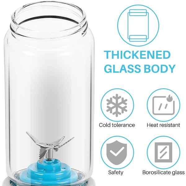 Bärbar Juice Blender Usb Saftkopp Multifunktionell Fruktblender Sex-Blads Blender Smoothies - Blå