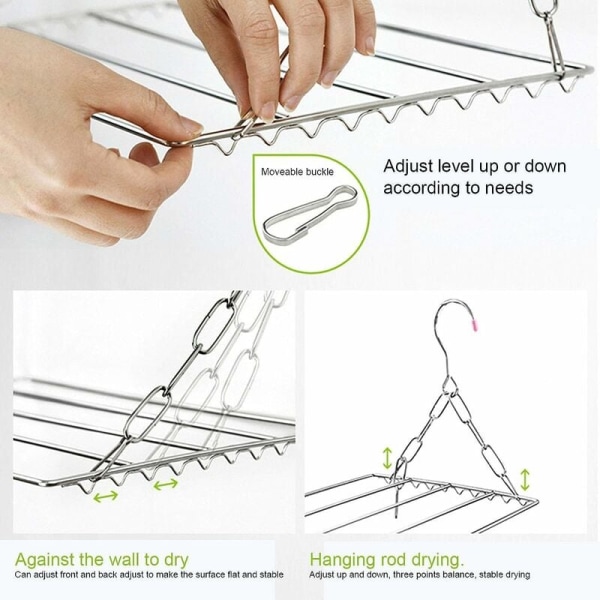 Sokketørkestativ, tørkestativ i rustfritt stål med 36 vindtette klips, hengende klesvaskstativ for sokker, undertøy, klær, håndklær (ingen klips)