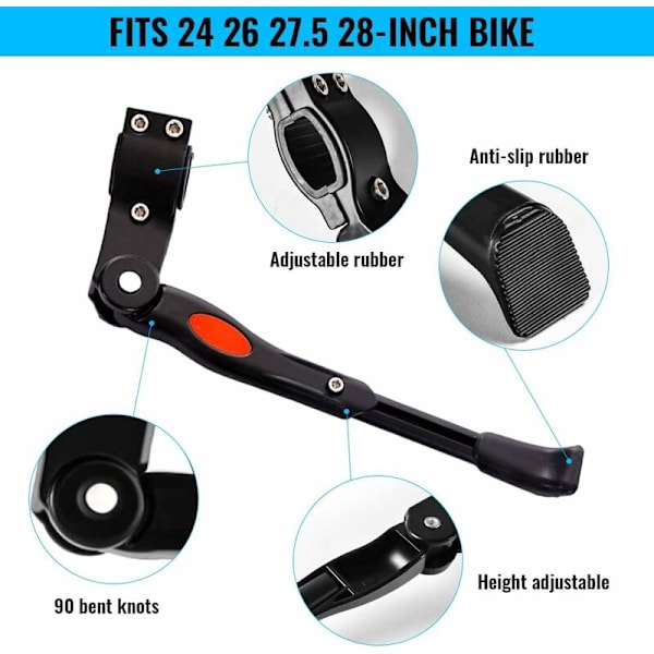 Universal justerbar mountainbikeholder med sidestolper med skridsikre gummifødder til cykler med 24-28\" hjuldiameter (sort)