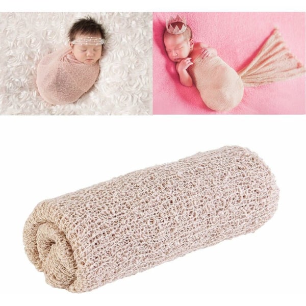 Nyfødt babyfotografering fotorekvisitt stretch wrap baby lang krusning wrap (beige) -