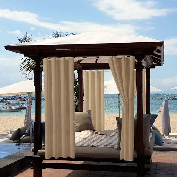 Ulkoverhot Puutarha Patio Gazebo Pimennysverhot Tuulenpitävät UV-Suoja Homehtumisenkestävä, Lämpöeristetyt Verhot Lenkkirenkailla, L 132cm x K