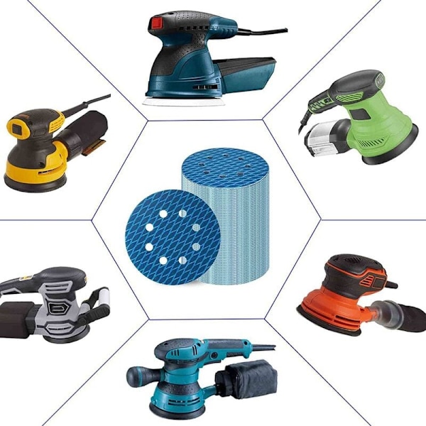 70 st Orbital Sander Sandpapper 5 tum 8 hål Slipning Disk Sandpapper Grit för Diamond Anti-Block Slipningsskivor