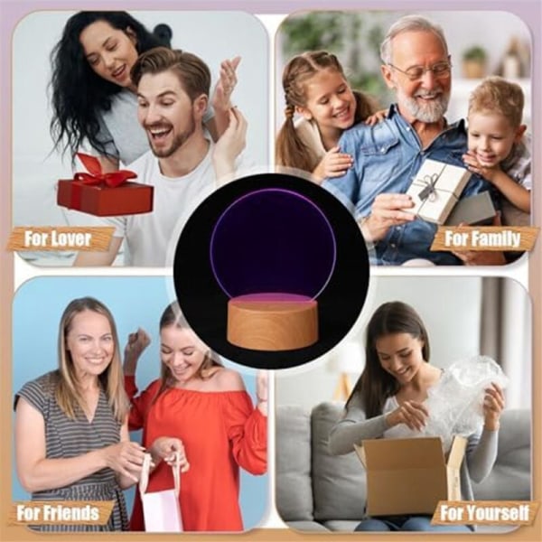 6 stk. 3D LED natlampe base julegave 16 farver LED lys display base med fjernbetjening USB kabel lampe base
