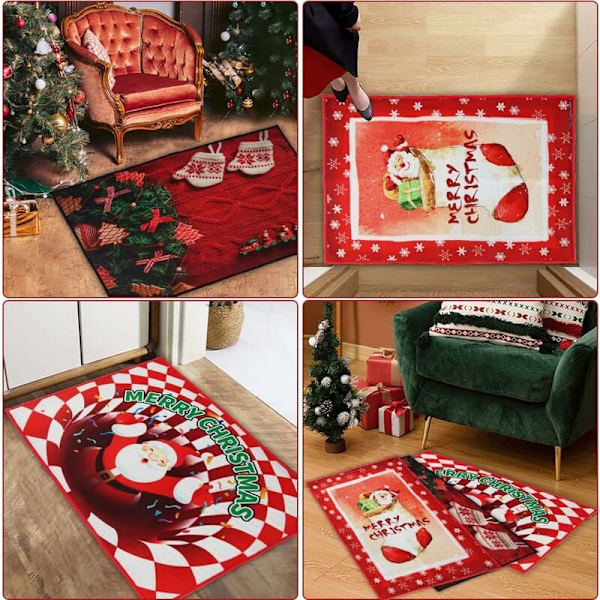 Dørmatte til jul, julematte, dørmatte 40x60 cm, inngangsteppe til hjemmet, julemønster, juleinnredning til inngang bad