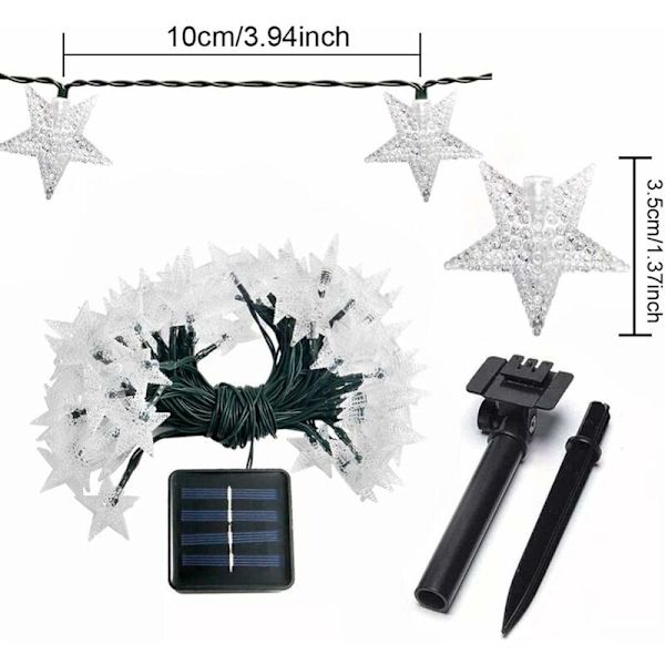 LED-lysslynge Solcellelysslynge Utendørs DS Solstjernelysslynge Solfeelysslynge 8 Moduser Festivalbelysning Vanntett Terrasselys-6,5M