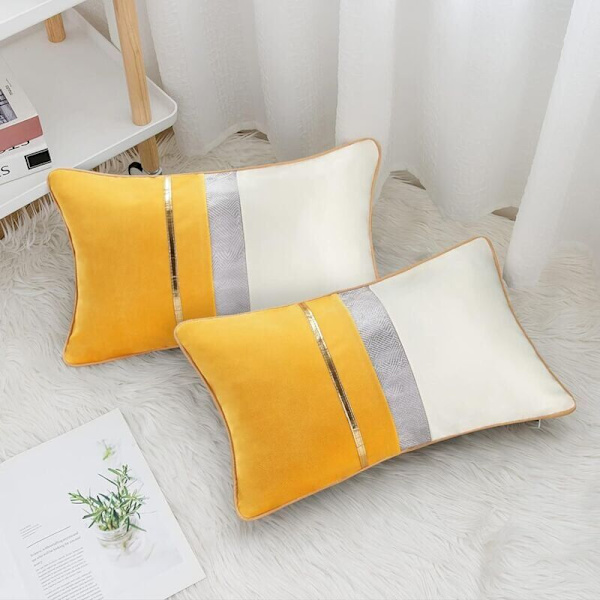 Moderne rektangulære putetrekk dekorative ensfargede lange putevar for sofa benk soverom bilstol gul 30x50cm--
