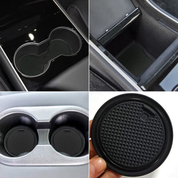 Koppholderunderlag for Model 3 2017 2019 Midtkonsoll Liner Matte Hvit