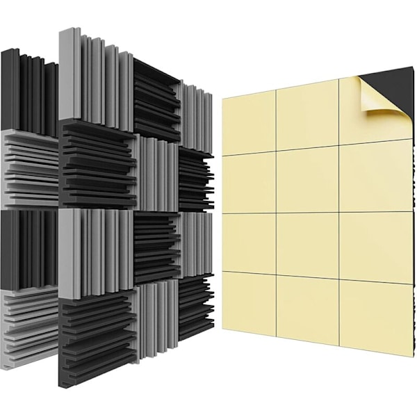 24 Pack Self-Adhesive Soundproofing Foam Panels, 12 X 2 Inch Acoustic, High Density Soundproofing Padding Resilience