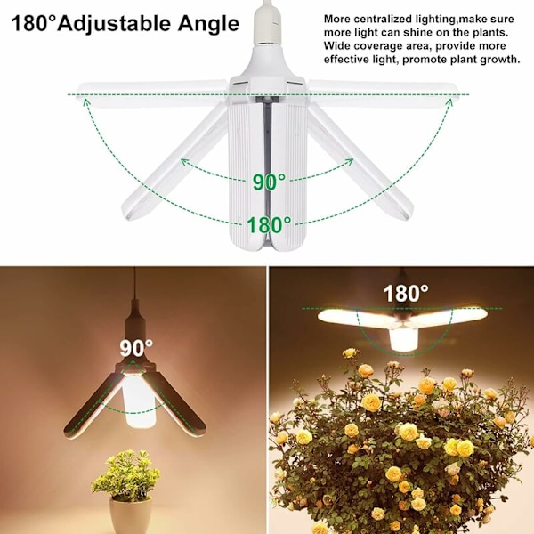 36W LED-taitettava kasvivalo 4m riippuva E27-lampupäällä, sopii sisäkasveille, kasvihuoneille, hydroponiikalle - DENUOTOP