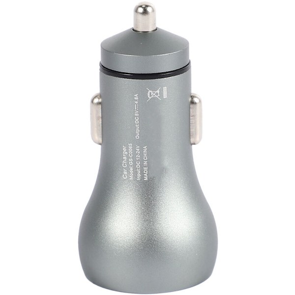 5V 4.8A Billader med LED-skjerm Universell Dual USB Aluminium Telefon Billader for Xiaomi Samsung S8 Iphone X 8 Plus Tablet