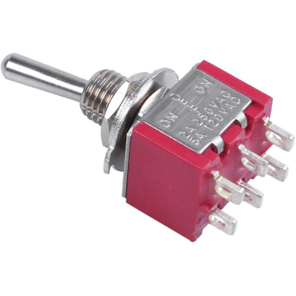 4 st AC 250V 2A 120V 5A 6-stifts terminaler PÅ/AV/PÅ DPDT vippströmbrytare