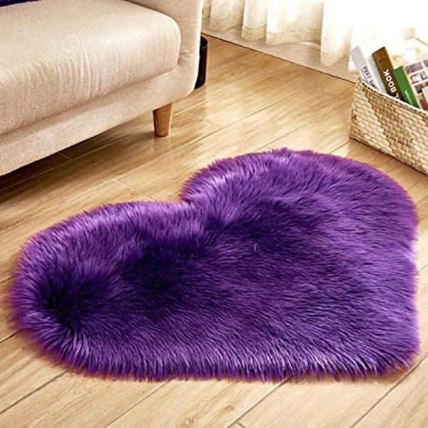 40 x 50 cm / 15,7 x 19,6 tum Mini Hjärtformad Konstgjord Fårullmatta Lång Mjuk Plysch Fluffig Shaggy Mattor Matta Sovrum Soffa Dekorativ Golvmatta - Pu