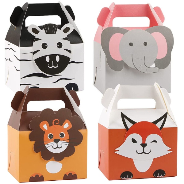 20 Pieces Animal Party Series, Paper Gifts, Small Paper Gifts for Kids Party, 4 Jungle Themed Birthday Party Designs