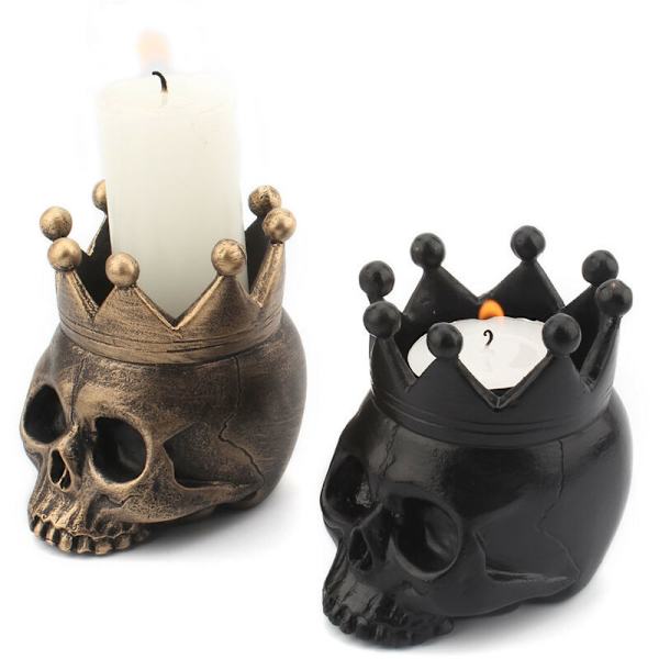 Kallokynttilänjalka pylväskynttilöille - Hieno Halloween-koriste olohuoneeseen, makuuhuoneeseen, keittiöön, ulkotiloihin ja muualle.（Pronssi）