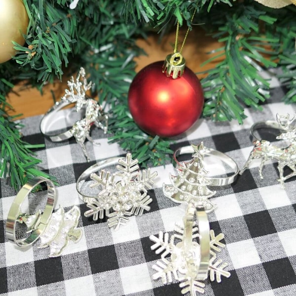 Servettringar Jul, Älg Snöflinga Julgran Servettring för Vintersemester Middagsdukning och Juldekorationer