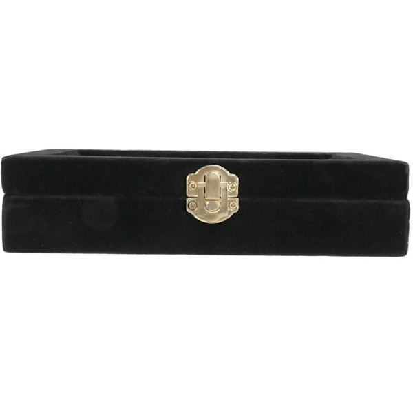 Fløjlsglas Ring Øreringe Display Opbevaringsboks Bakkeholder Organizer Etui, Sort