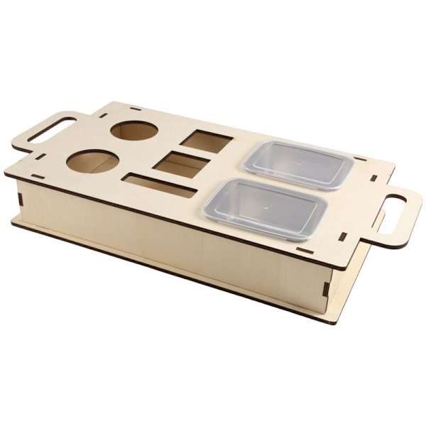 Sofa Arm Bord, Sofa Armlæn Tray Clip-on med 2 Rustfrit Stål, Bærbar Snackkurv Træholder - C