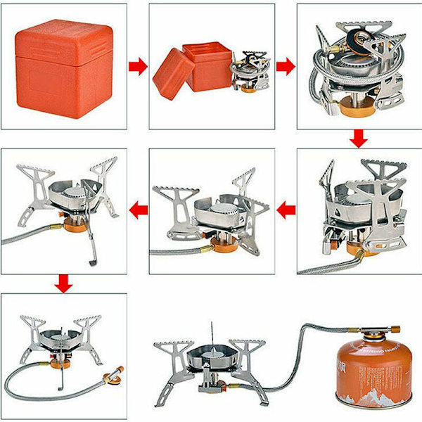 3500 W kaasukäyttöinen retkikeitin, retkikeitin, ultralievä taitettava ulkokeitin, tuulenpitävä ja piezo-sytytyksellä retkeilyyn/vaellukseen/piknikille