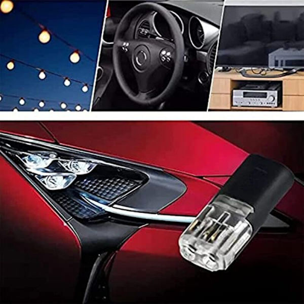 Dobbel ledning pluggbar kontakt + låsespenne, ingen ledningsstripping, 2-veis 2-pin LED-kontakt for AWG 20-24 20 stk
