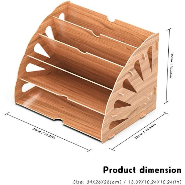 Kontor Oppbevaring Tre Skrivebord Organizer, Oppbevaringsboks for Filer, Brev, A4 Papir, Dokumenter A-