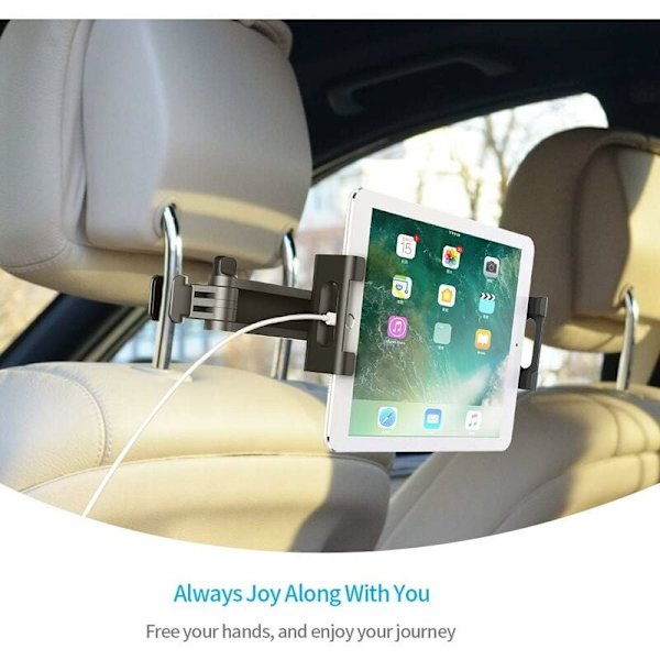 Biltabletshållare, tablethållare för bil Universal nackstöd Auto Rotation 360° Justerbar storlek 6-12 tum för iPad 2/3/4 / Mini/Air, Samsung Galaxy T