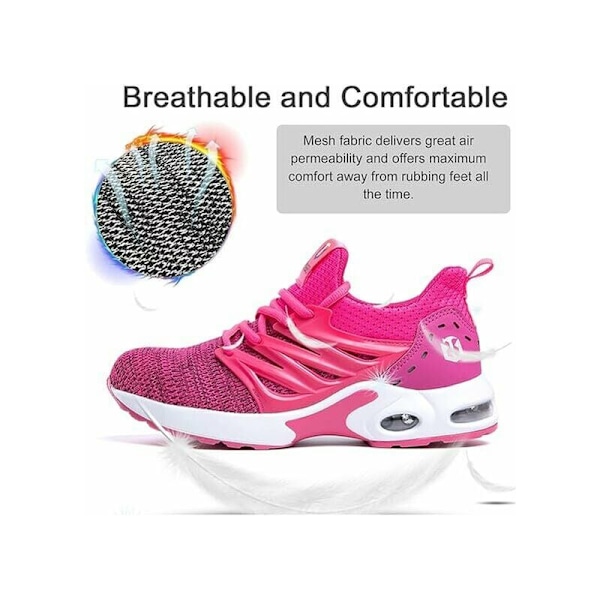 Säkerhetsskor för Män och Kvinnor, Säkerhetssneakers, Arbetsskor, Byggskor, Stålhätta, Säkerhetssko, Rosa Färg, Rosa-42-DENUOTOP