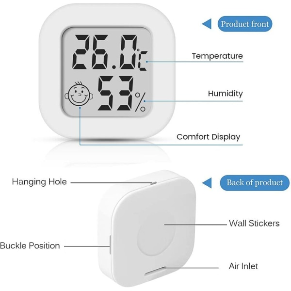 Hygrometer och termometer för inomhusbruk, 3 st mini LCD-hygrometer och termometer med hög precision, väggmonterad termometer för inomhus- och utomhusbruk för hemmet