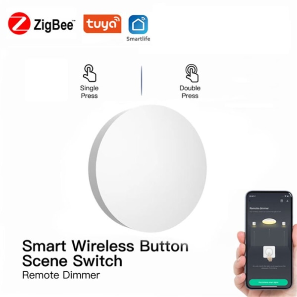 Tuya ZigBee-enheter Knapp Scene Switch Smart Linkage Smart Switch Batteridrevet Automatisering Fungerer med Smart Life