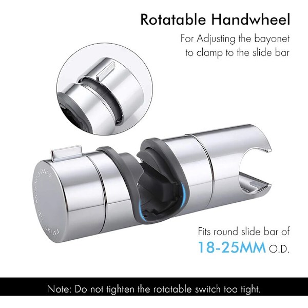Duschhållare 18-25mm Diameter Handduschhållare Badrumstillbehör Justerbar Duschpelare Ersättningsduschhuvudhållare Krom ABS, PB4-CH