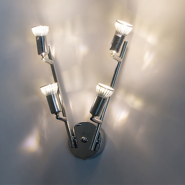 Loftlampe med 4 justerbare LED-spots med 4 x GU10 6W pærer til gang, stue og soveværelse (ikke-dimbar)