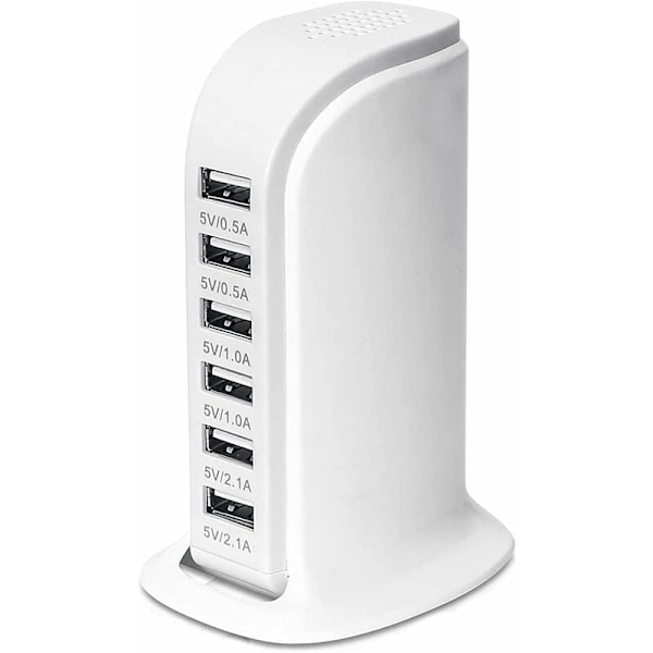 USB-latausasema, 30 W 6-porttinen USB-laturikeskitin, moniporttinen USB-laturi älykkäällä tunnistuksella, yhteensopiva iPhonen, Galaxyn, iPad-tabletin ja muiden USB-laitteiden kanssa