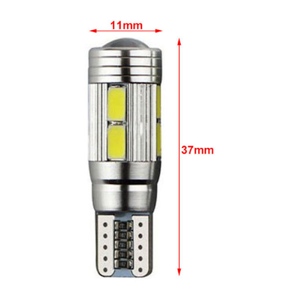 10 st W5W T10 12V 6000K 5630 SMD Bil LED-lampa Canbus Nummerplåt Hörn Blinkers Superljus Vit