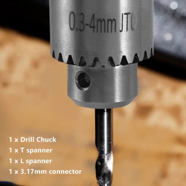 Elektrisk varm slibning Mini Chuck Nøglede borepatroner 0,3-4 mm kapacitet W/3,17 mm aksel forbindelsesstang