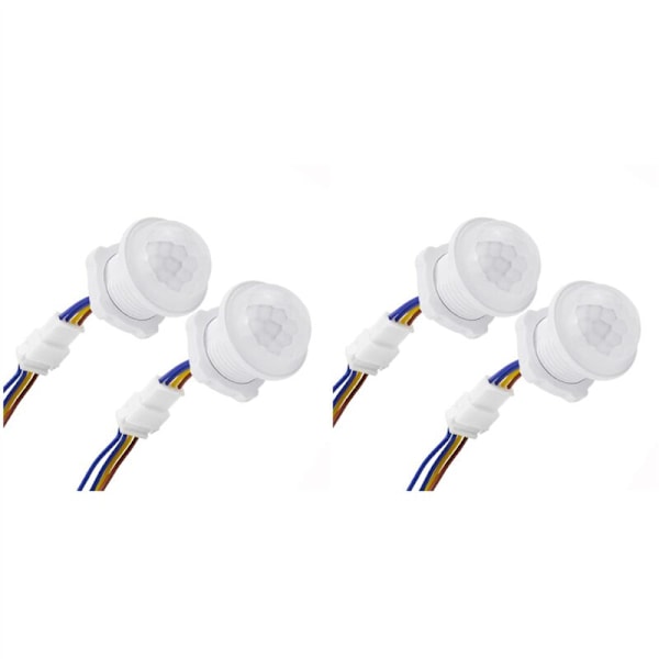 4 st Rörelsesensor Ljusbrytare 110-220V PIR Sensor Tidfördröjning Intelligent Infraröd Induktion Detektor Justerbar