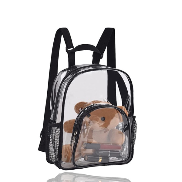 PVC Transparent ryggsekk - Side Mesh Bag Skoleveske - Utendørs oppbevaringsveske for mannlige og kvinnelige studenter