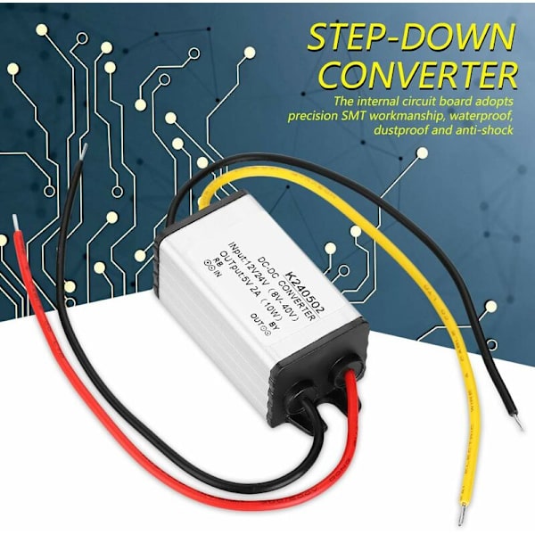 DC-DC 12V/24V - 5V 2A Alastimen Muuntaja Virtalähdemoduuli