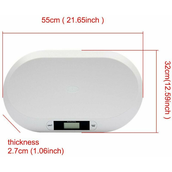 Babyvægt - Op til 20 kg - Elektronisk digitalvægt til små børn/hvalpe/katte - Med LCD-display og tarafunktion,