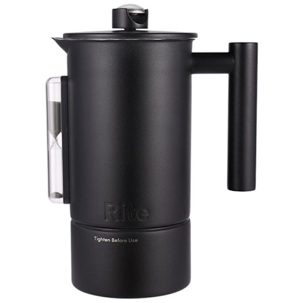 1200ml Dobbeltlags Kaffemaskine i Rustfrit Stål Fransk Presse med Timeglas og Termometer Kaffe & Te Brygningskande - A