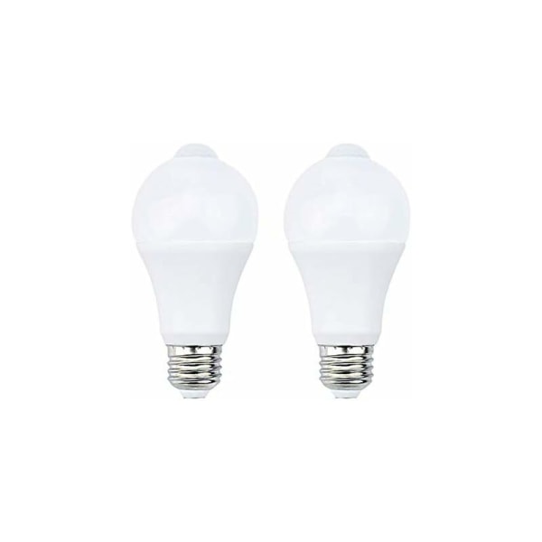 12W E27 PIR Infrarød LED-pære med bevægelsessensor TIL/FRA automatisk A60 220V 1200lm svarende til 120W halogen til trapper korridor garage（2-pak,