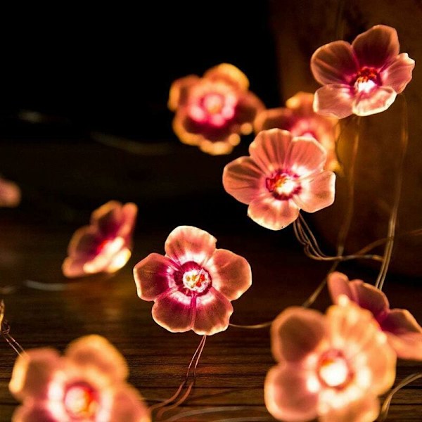 Sakura LED-lampor, Körsbärsblomstring, Blomstringlampor, Rosa Körsbärsblomstringlampor för Fest, Semester, Bröllop, Födelsedag, Atmosfär (2M)