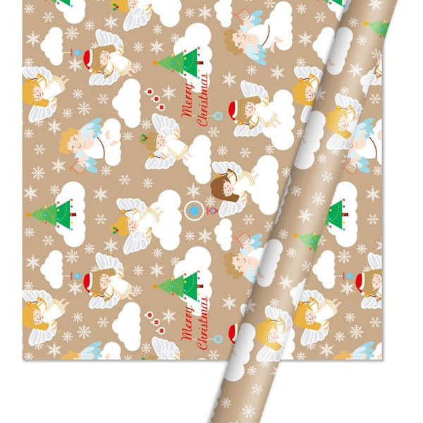Julpapper i kraftpapper - Snögubbe Snöflinga Dekorationspapper Presentpapper-3