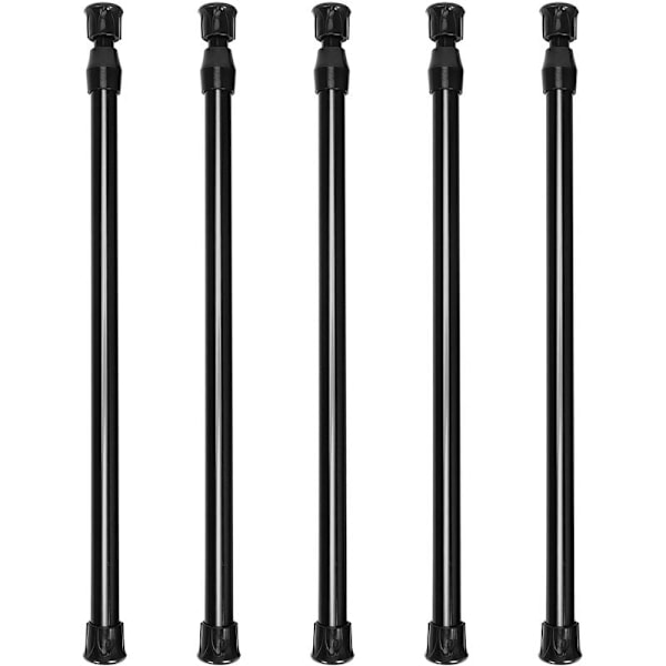 5-pack gardinstänger för garderob, fjädergardinstång för DIY-projekt, utdragbar bredd, 11,81 till 20 tum (svart)