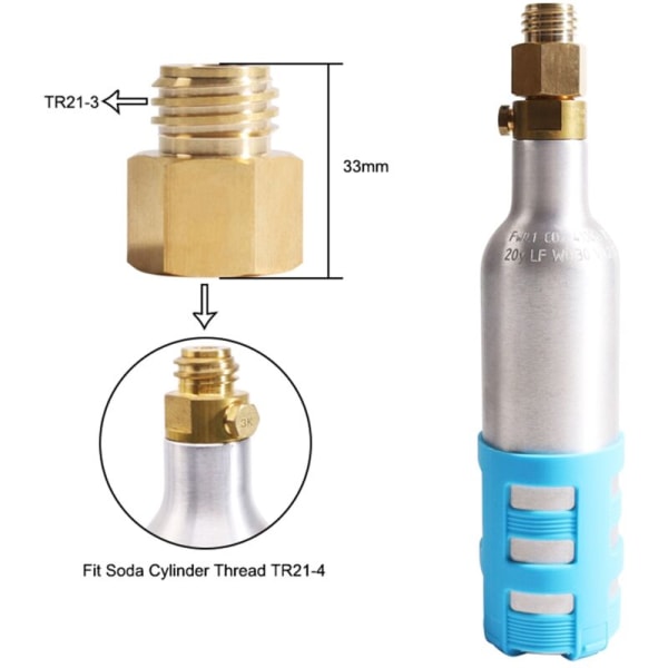 Sooda-sylinterin virtauslangan kierremuunnin muuntaa Quooker Square Tank Tr21-4 -liitäntäadapterin Tr21-3 -urosliittimeksi