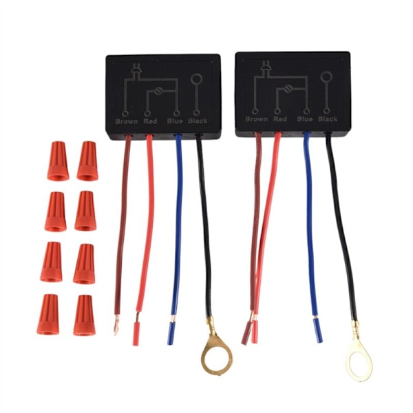 2-pack peksknappsbrytare för lampor, peksknappskontrollmodul för dimbara LED-lampor, glödlampor, lampbrytarersättningskit med kopplingshattar