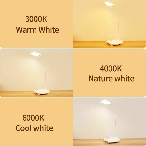 Trådlös USB Laddningsbar Skrivbordslampa 40 LED 2 3200mah Batterier, Touch Light 3 Färger 6 Dimbara Lägen, Minnesfunktion, Barnläslampa