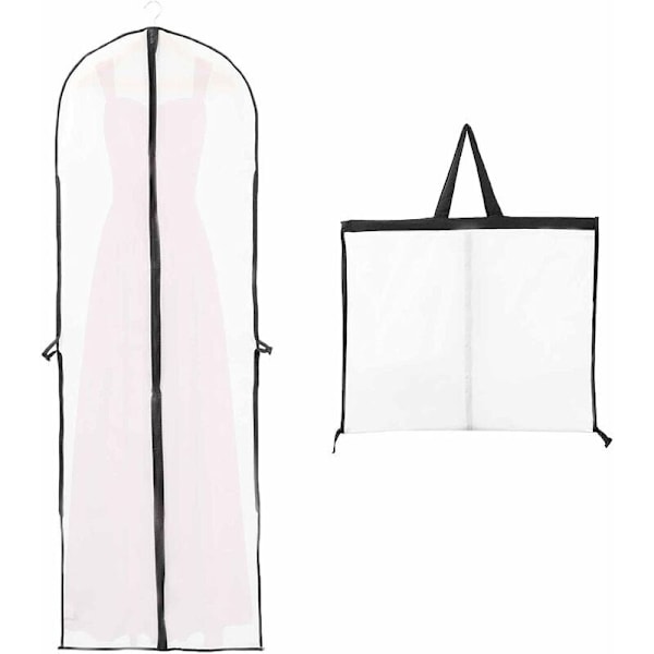 Wedding Dress Cover 60x180cm Long Garment Cover for Bride and Bridesmaid Dress Dustproof Waterproof Moth Moisture Foldable and Portable Bilateral Zi