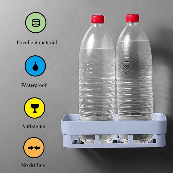Duschhylla hörn, plast sug badrumshylla över toalett, set med 2 självhäftande förvaring för badrum, blå