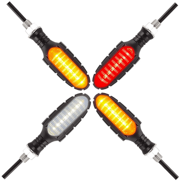 4 stk. Universal motorsykkel LED blinklys 12V indikatorer blinklys belysning 16 lys