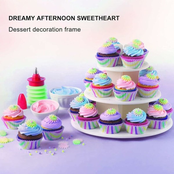 Kagefad 3-lags Kagefad Plast Dessertfad 3-lags Plast Cupcake Dessertfad til Fester, Mad, Visning, Dessertfad